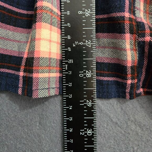 Torrid Womens 1X Babydoll Rayon Slub Lace Inset Smocked Tiered Plaid Navy Blouse - Picture 13 of 16